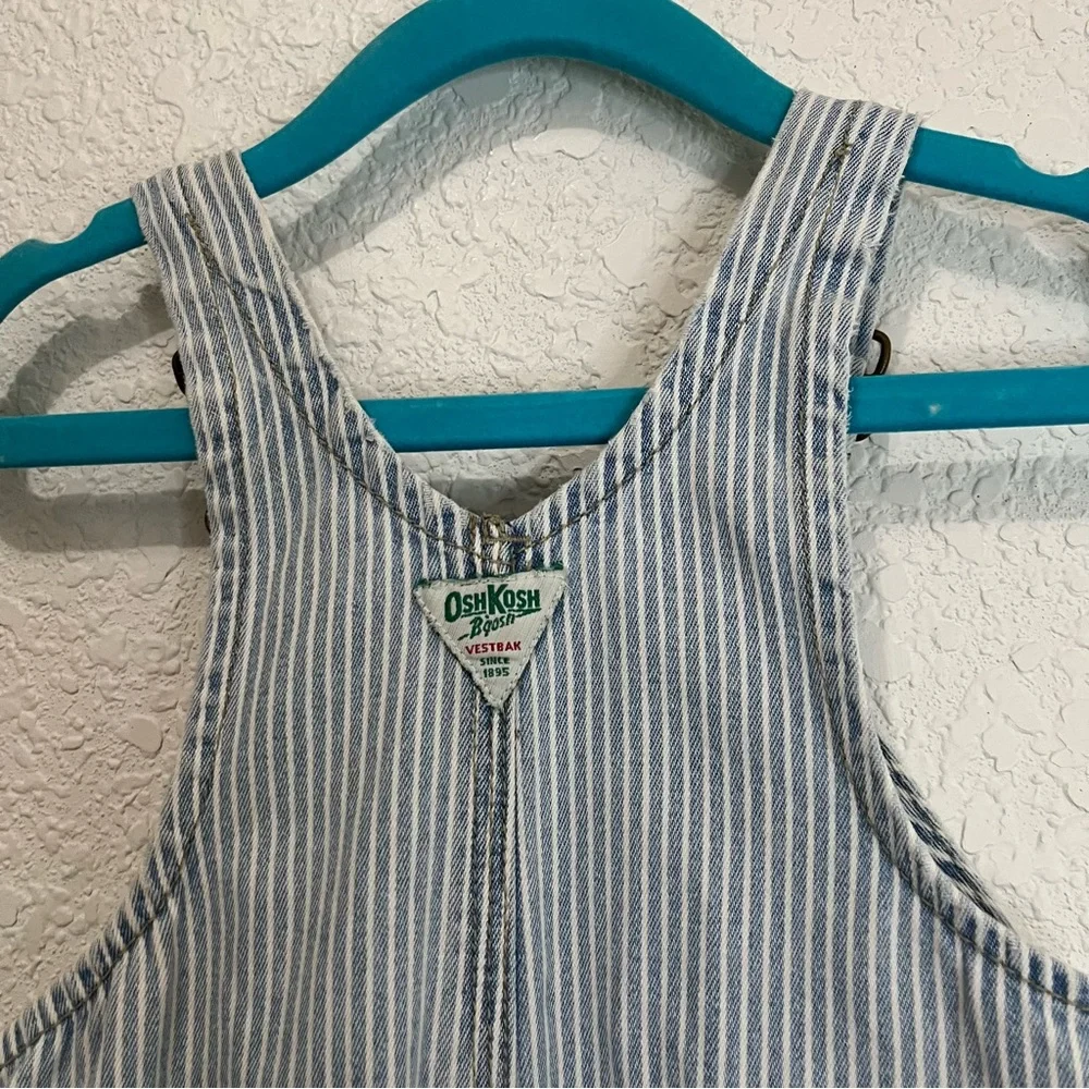 VTG Oshkosh Baby BGosh 12 Months Vestbak Overall Shorts Blue Stripes Shortalls